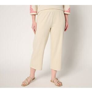 Belle Kim Gravel Size Large Sandbar Cape Cod Slub Knit Crop Pants A688238 NWOT